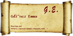 Göncz Emma névjegykártya